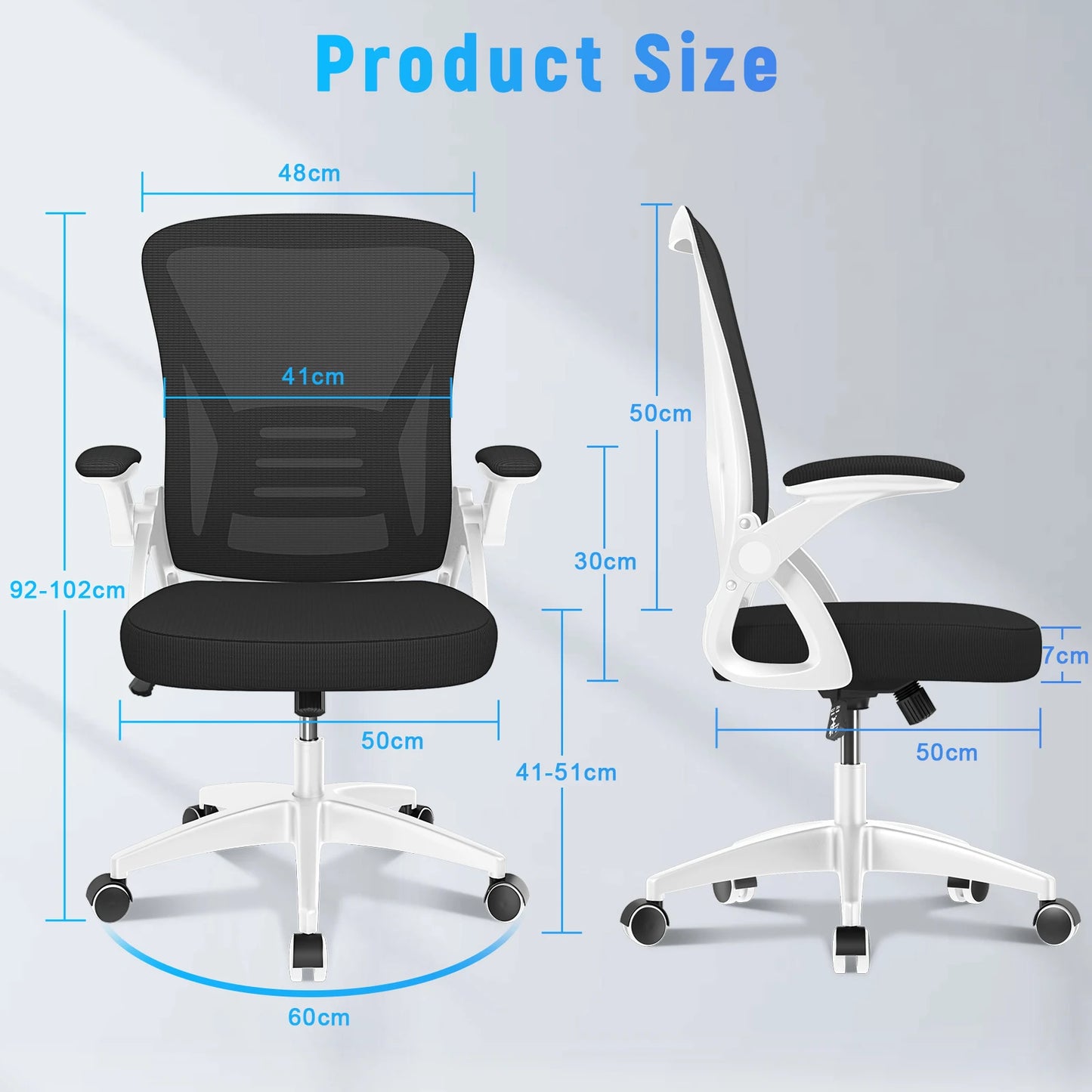 Chaise de Bureau Ergonomique avec Dossier Respirant et Coussin Confort