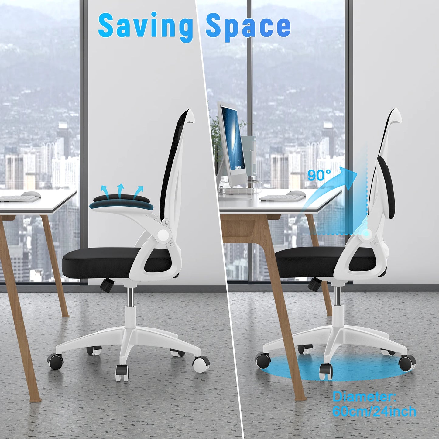 Chaise de Bureau Ergonomique avec Dossier Respirant et Coussin Confort