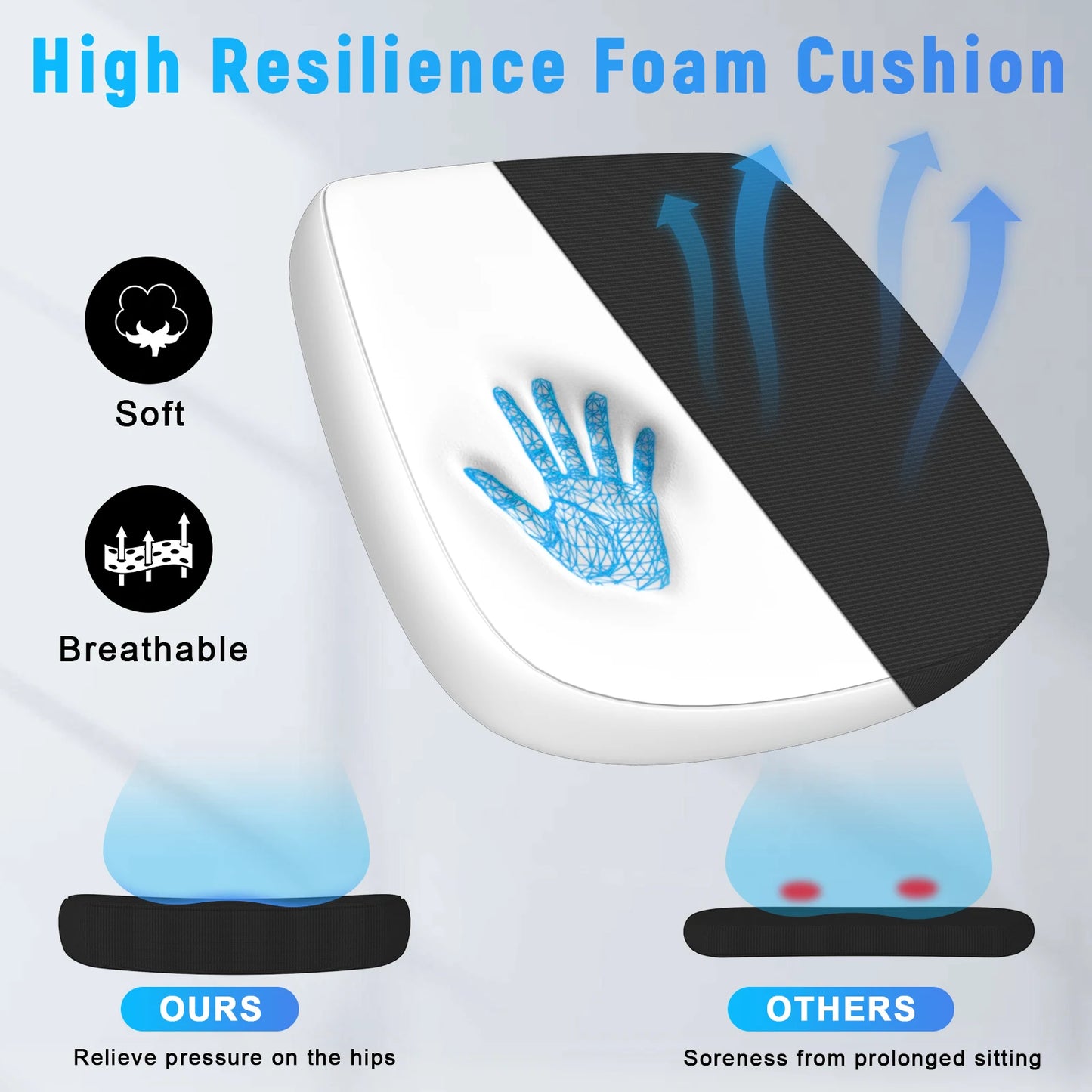 Chaise de Bureau Ergonomique avec Dossier Respirant et Coussin Confort